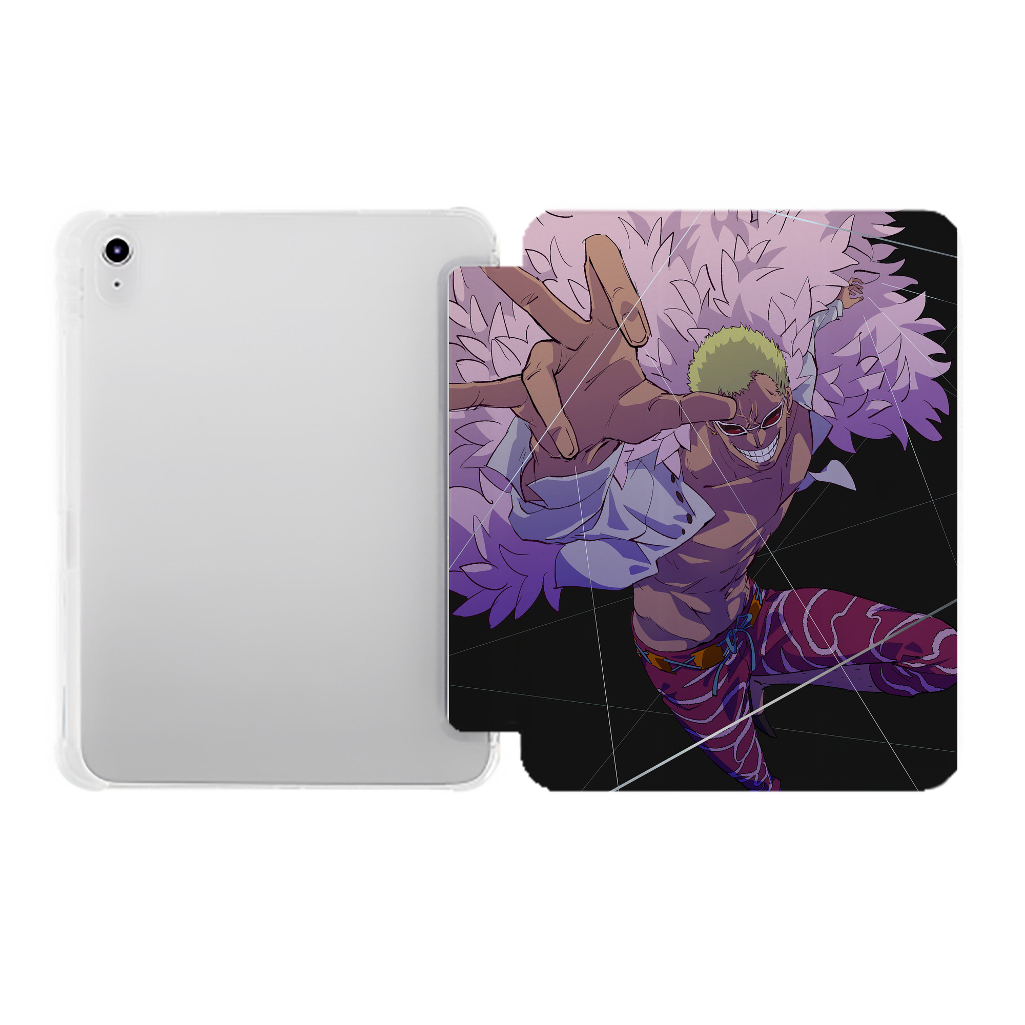 （画像用） ワンピース ONE PIECE IPad ケース ペン収納付き 三つ折りスタンド PUレザー×シリコン 対応機種9.5/10.5/10.9インチ